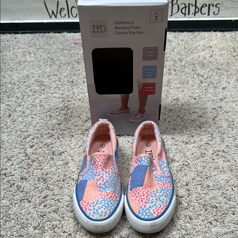 L&B Kids Patchwork Slip-On Sneakers - Pink and Blue
